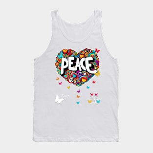 Colorful Butterfly Heart: Peaceful Harmony Graphic Tank Top